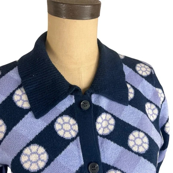 Maeve Kinsley Collared Crop Cardigan Sweater Y2K SZ M - Picture 4 of 10